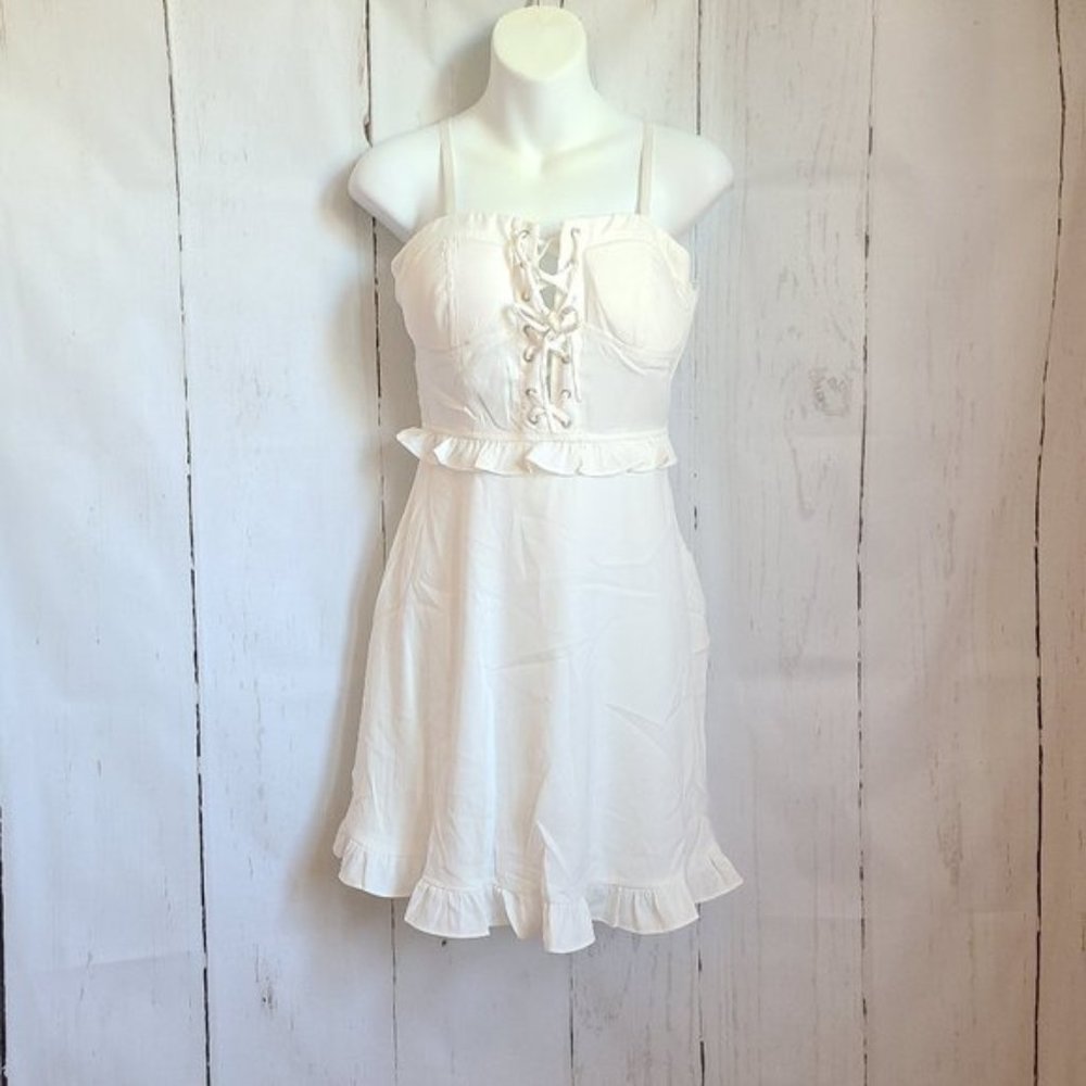 Cals White corset mini dress sexy spring new summer cottagecore peasant